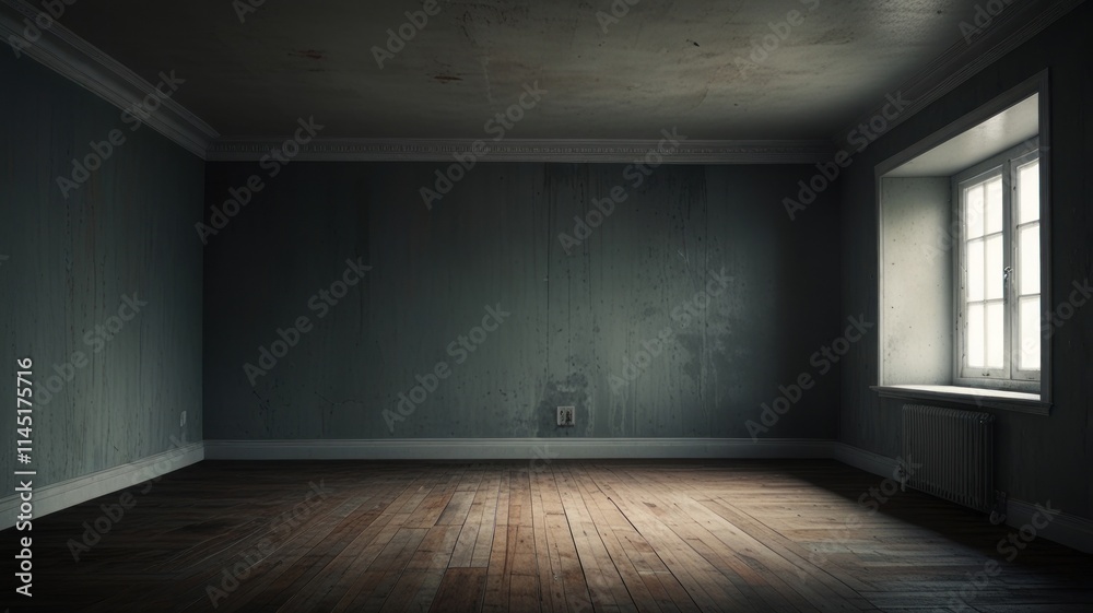 Dark empty room with hardwood floor and window. Dark empty room with hardwood floor and window.