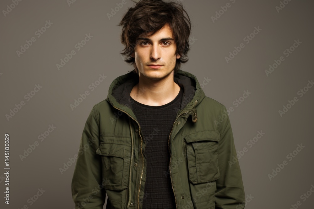 A man in a green jacket