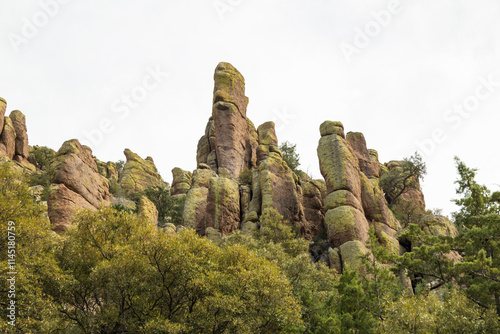 Mountain landscape and Rock formations at Chiricahua National Monument, Arizona photo