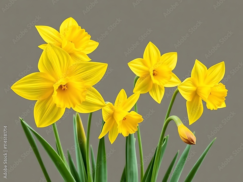 Fototapeta premium yellow daffodils isolated on black