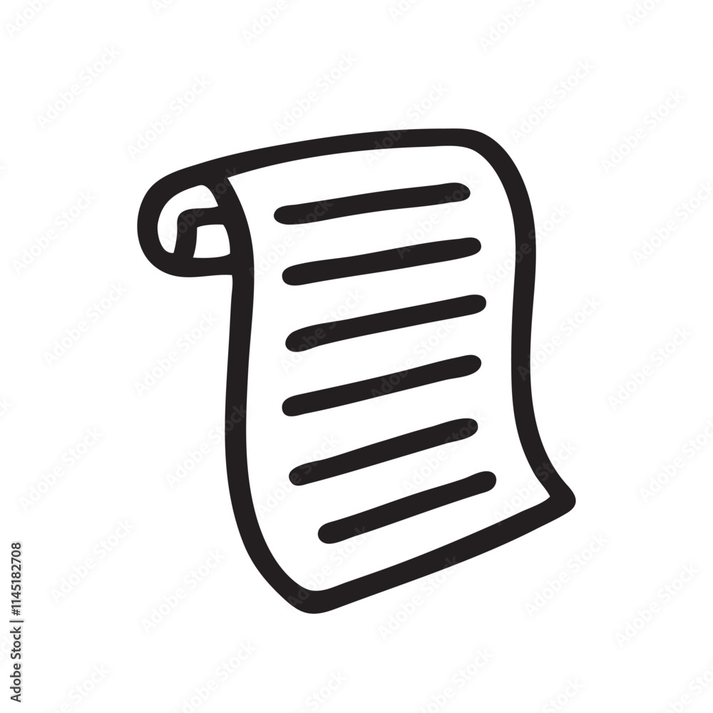 Doodle unrolled scroll, hand drawn with thin black line. PNG isolated on transparent background and vector illustration Doodle unrolled scroll, hand drawn with thin black line. PNG isolated on transparent background and vector illustration