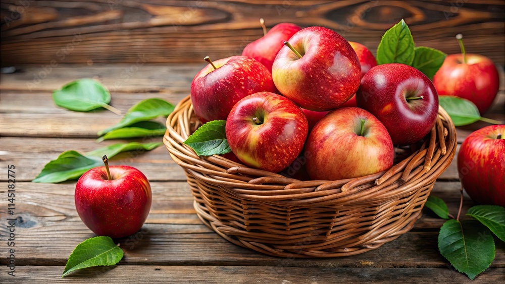 Fresh Red Apples in a Basket, red apples, autumn fruit, fall harvest, seasonal produce Fresh Red Apples in a Basket, red apples, autumn fruit, fall harvest, seasonal produce