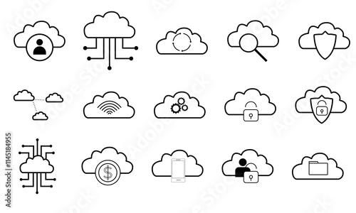 cloud computing icons set on white background
Vector set of modern technology icons