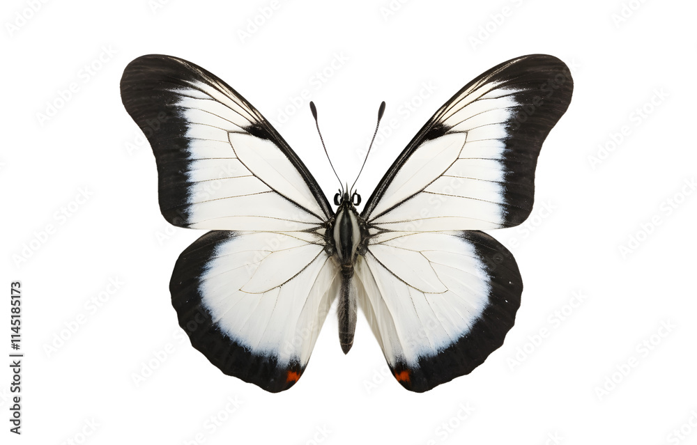 Detailed Close up of a White Butterfly with Black Wings Detailed Close up of a White Butterfly with Black Wings