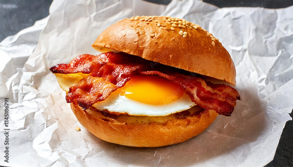 bacon and egg in a bun
