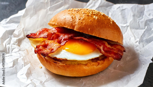 bacon and egg in a bun