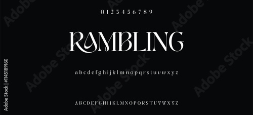 Luxury serif font in modern style. Elegant wedding alphabet letters font and number. Typography Luxury classic lettering serif fonts decorative vintage retro logo