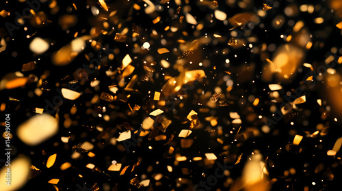 Falling golden particles . gold sparkle . falling gold confetti luxury sparkling confetti on transparent background. Luster. Illustration