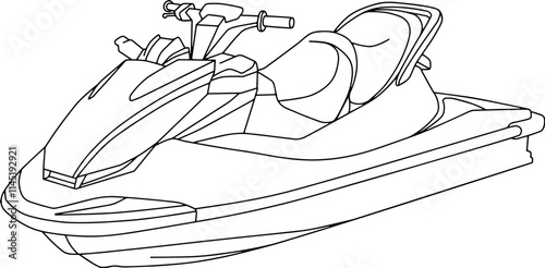 jet ski line vector illustration isolated on white background