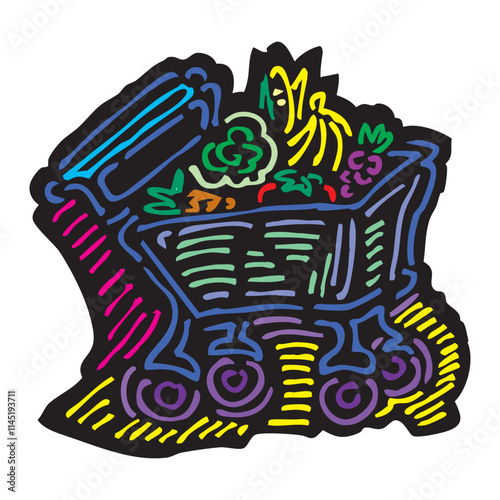 Cart Full of Produce vector design illustration