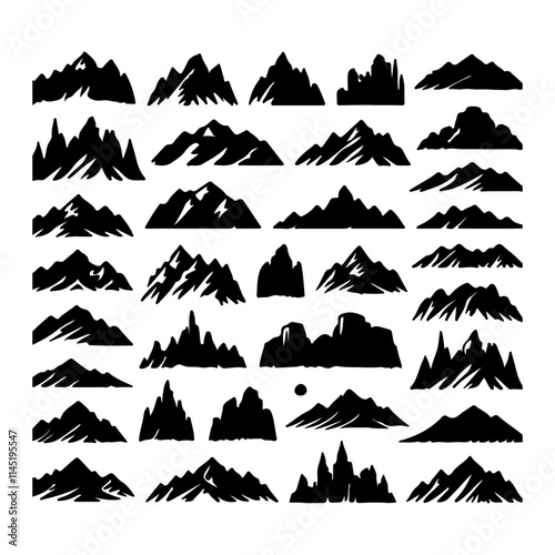 Mountains silhouettes set. mountain icons set