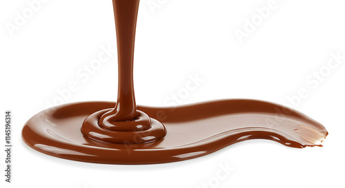 melted chocolate dripping splash isolated on transparent png. white background photo