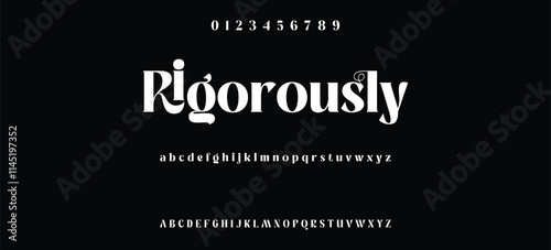 Elegant minimalist serif alphabet display font vector. Decorative typography style