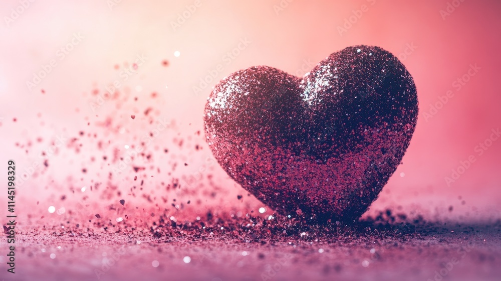 Obraz premium Glittering Heart Shape with Sparkles on a Soft Color Background