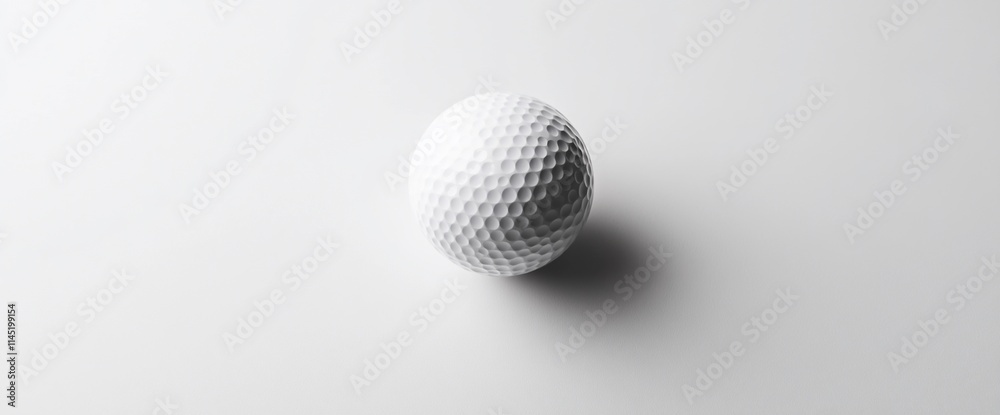 A close-up of a textured white golf ball on a minimalist surface. A close-up of a textured white golf ball on a minimalist surface.