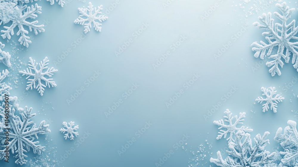 A frosty blue vector illustration of snowflakes creates a festive winter wonderland frame for holiday celebrations A frosty blue vector illustration of snowflakes creates a festive winter wonderland frame for holiday celebrations