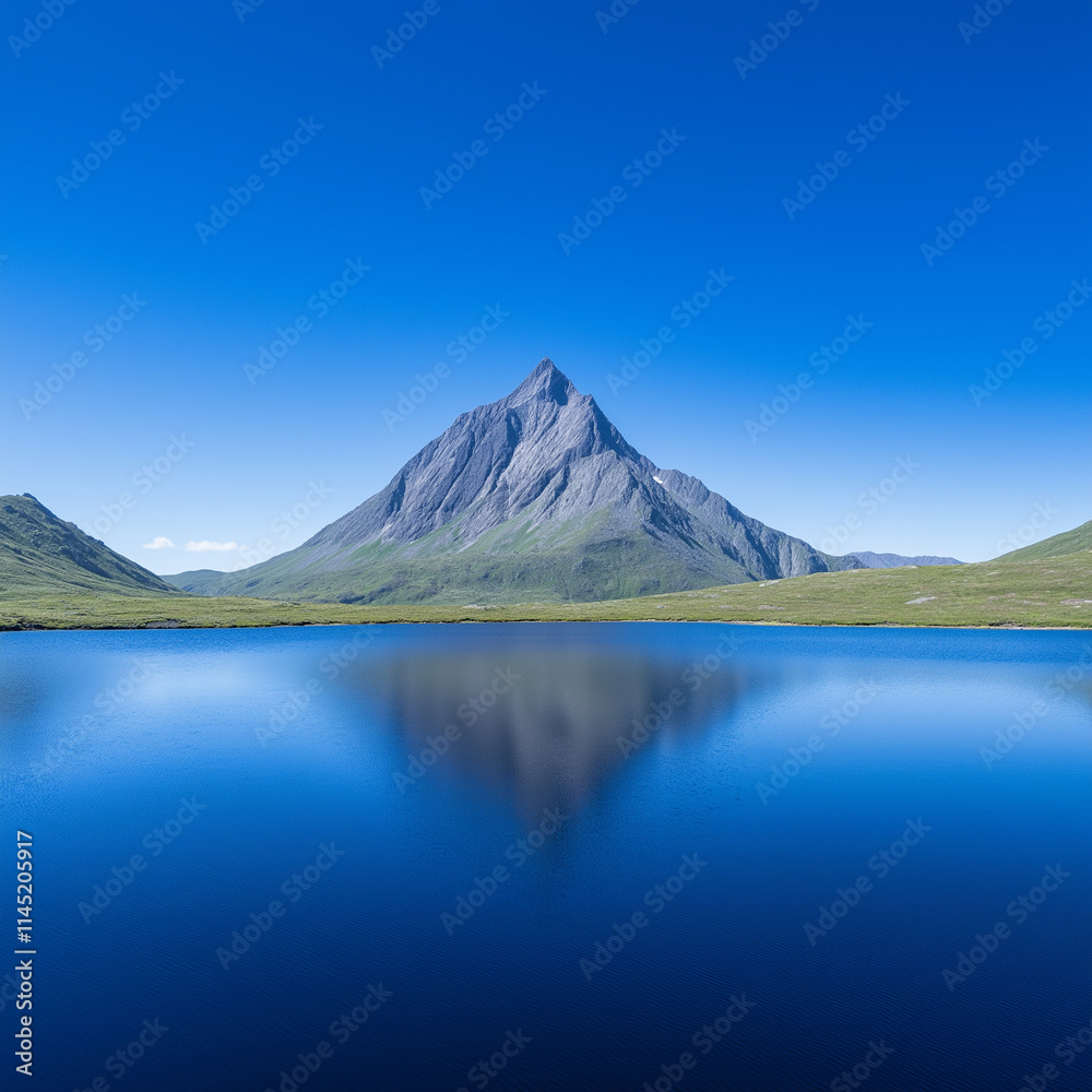 A Mountain Ridge Reflected in a Pristine Lake Serenity A Mountain Ridge Reflected in a Pristine Lake Serenity