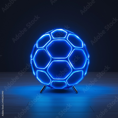 A Glowing Hex Sphere with Silver-Plated Stilts photo