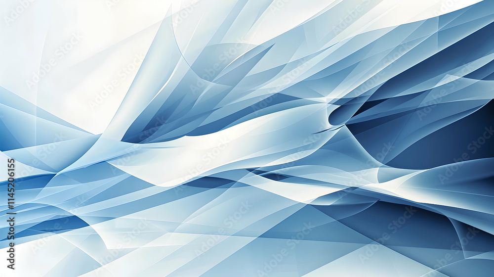 Obraz premium Abstract flowing waves in shades of blue and white, creating a soft, dynamic background.