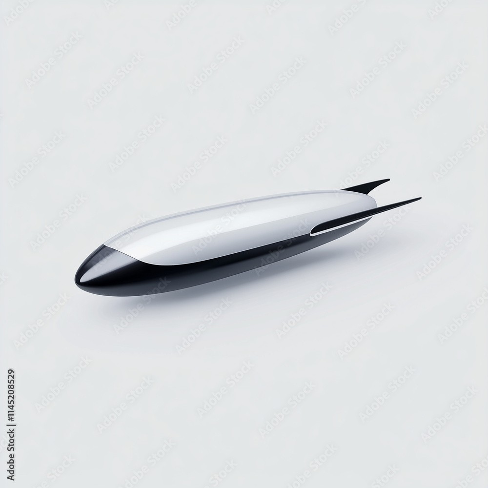 A Sleek Capsule Enhanced with Shimmering Platinum Fins A Sleek Capsule Enhanced with Shimmering Platinum Fins
