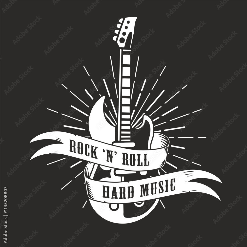 Rock and roll guitar with vibrant design elements Rock and roll guitar with vibrant design elements