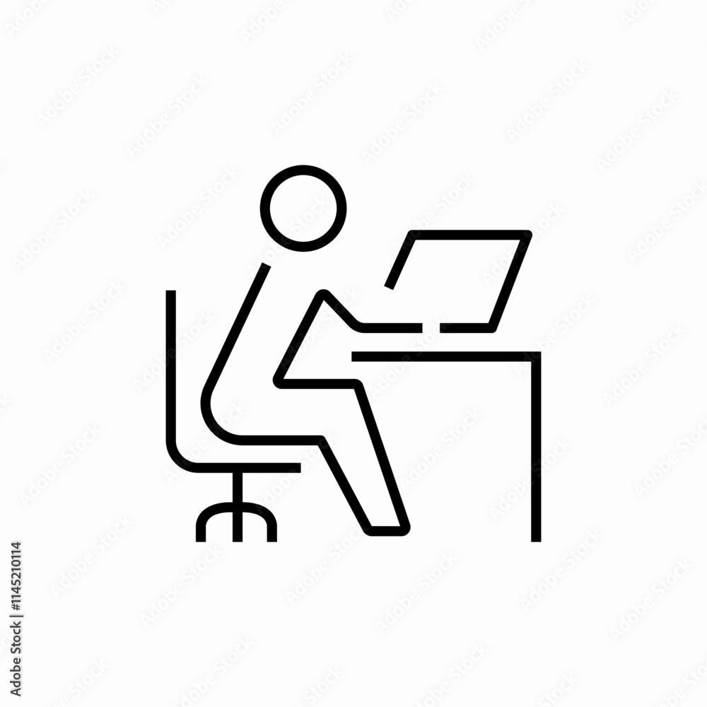 desk laptop working icon sign vector desk laptop working icon sign vector