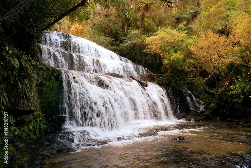 Majestic Purakaunui Falls in New Zealand - Stunning Waterfall photo