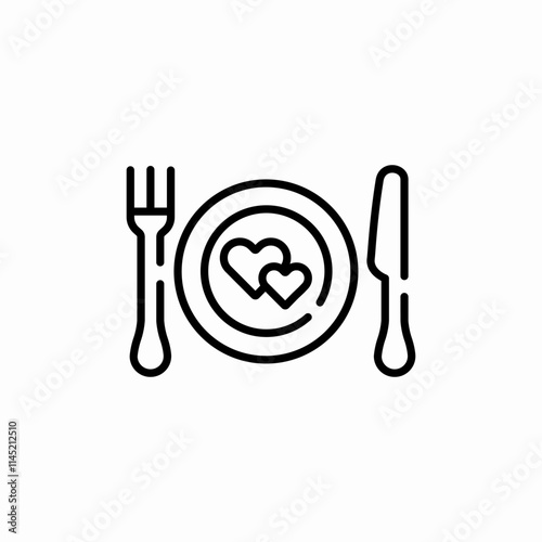 romantic dinner icon sign vector