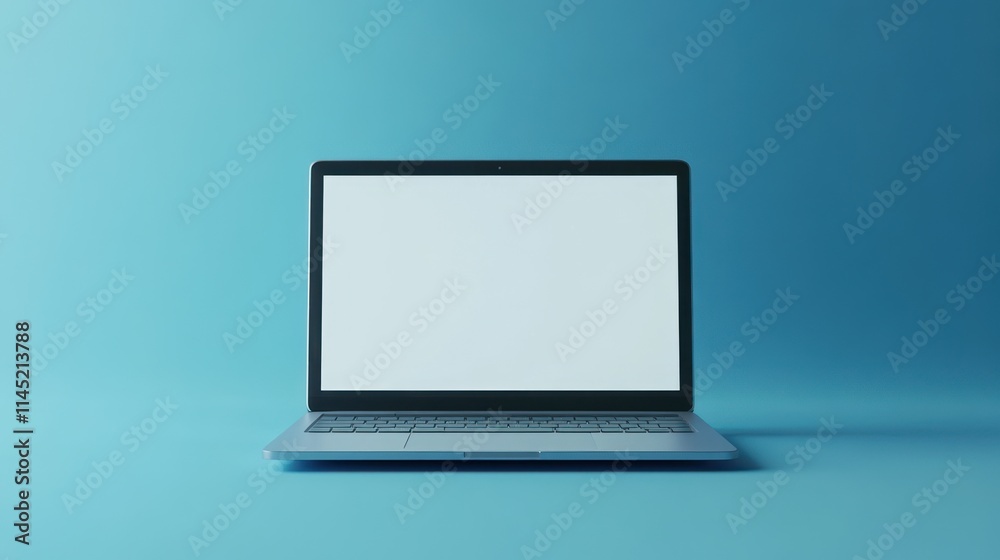 Modern Laptop Mockup on Blue Background