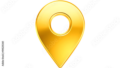 Golden location pin icon on a black background photo