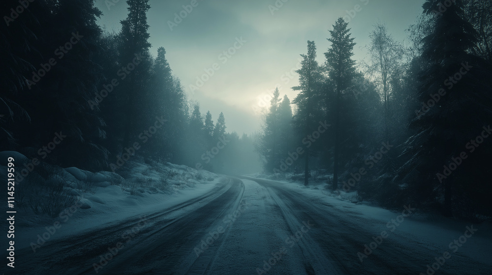 Winterlicher Waldweg mit verschneiten Bäumen im sanften Morgenlicht
Winterlicher Waldweg mit verschneiten Bäumen im sanften Morgenlicht