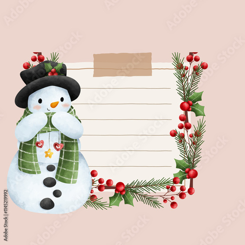 christmas card with snowman