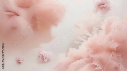 Slow motion abstract smoky background texture of soft pastel colors. Delicate fluffy swirls of peach create an airy, mesmerizing atmosphere with smooth transitions