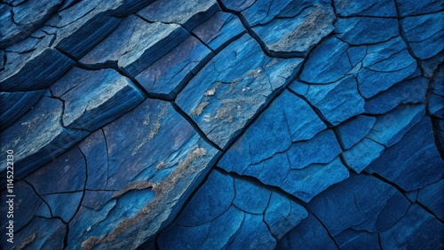 Richly Textured Weathered Rock Surface With Striking Blue Hues in Natural Light. Generative AI