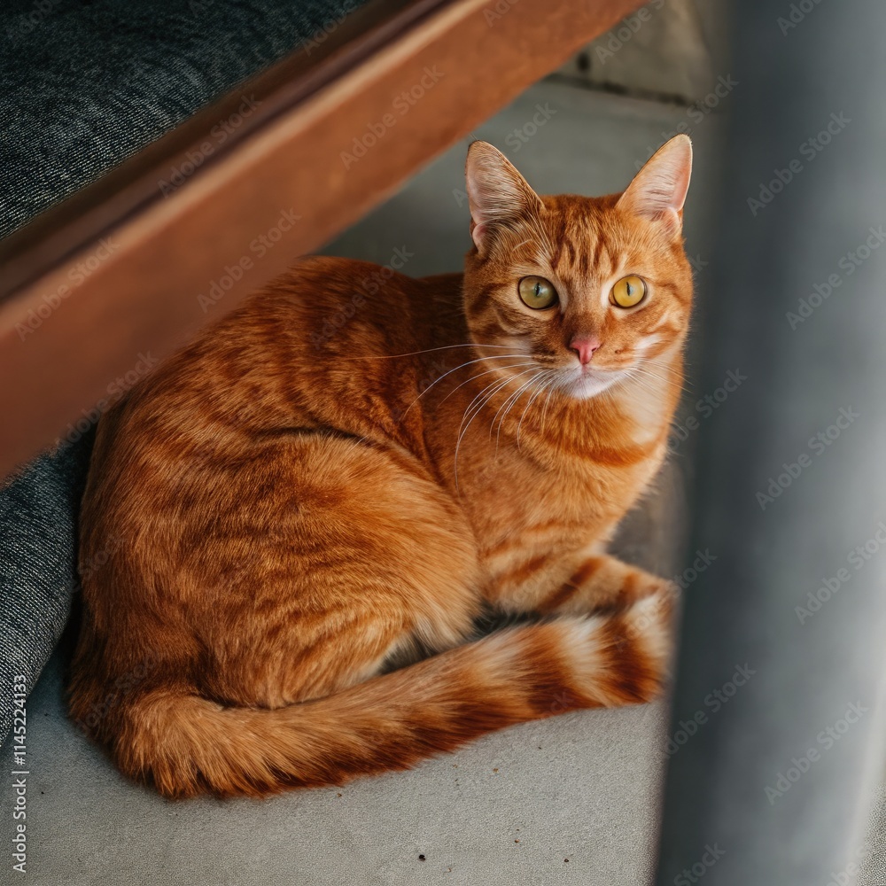 Orange Cat Resting in a Cozy Corner With Soft Lighting. Generative AI Orange Cat Resting in a Cozy Corner With Soft Lighting. Generative AI