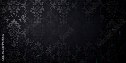 Luxurious charcoal floral wallpaper with intricate design and velvety texture, opulent, lavish, texture