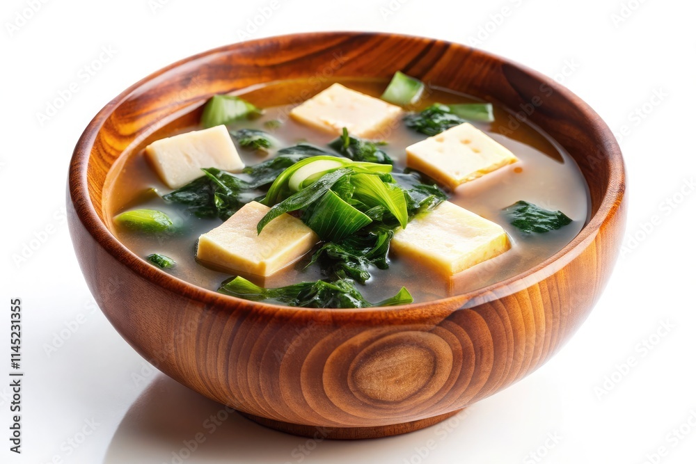 Delicious Bowl of Vibrant Traditional Scale Soup With Greens and Tofu. Generative AI Delicious Bowl of Vibrant Traditional Scale Soup With Greens and Tofu. Generative AI