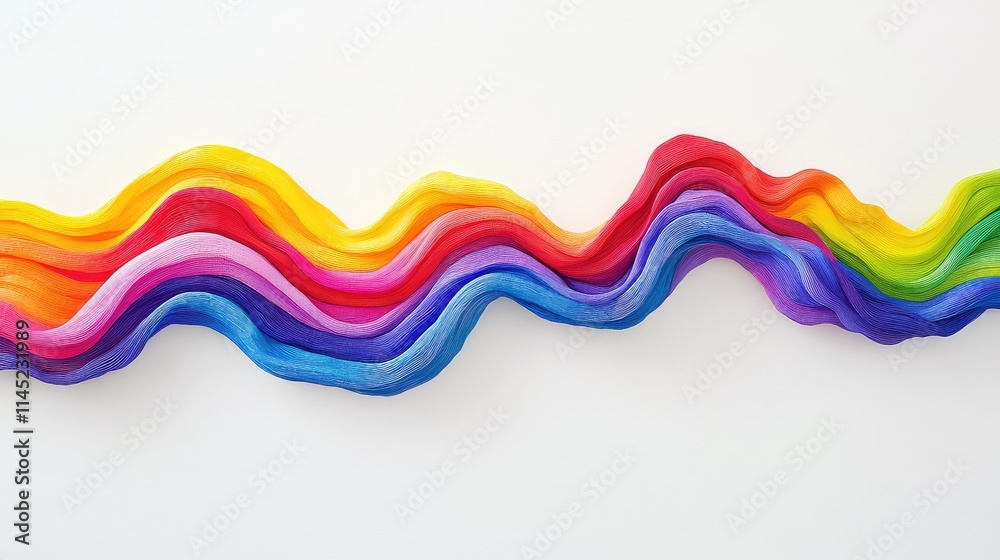 Vibrant Waves of Colorful Fabric Flowing in Bright Rainbow Design Vibrant Waves of Colorful Fabric Flowing in Bright Rainbow Design