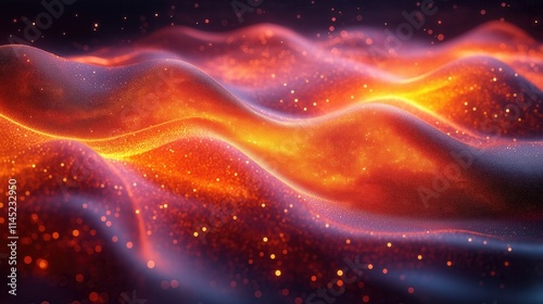 Abstract Lava Flow with Glowing Particles in Motion