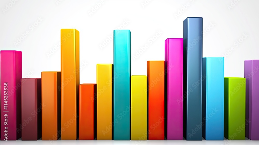 Colorful Bar Graph Abstract Design with Vibrant 3D Blocks Colorful Bar Graph Abstract Design with Vibrant 3D Blocks