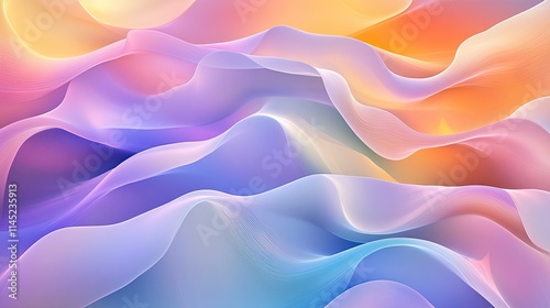 Soft Pastel Waves in Gradient Colors for Abstract Background Design