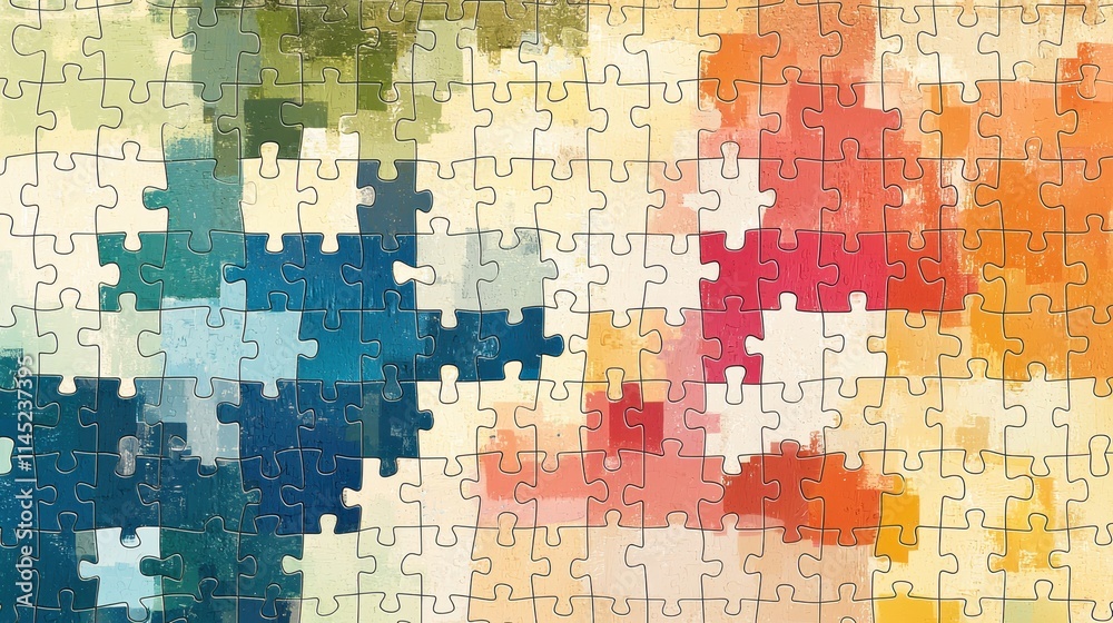 Fototapeta premium Pastel colored puzzle pieces with smooth texture and muted tones