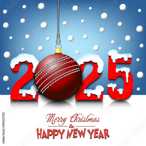 Happy New Year 2025 and cricket ball