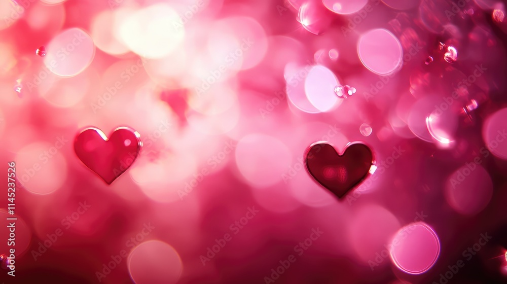 Romantic Hearts with Bokeh Background in Soft Pink and Red Hues Romantic Hearts with Bokeh Background in Soft Pink and Red Hues