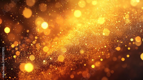 Glimmering Gold Particles in a Dreamy Bokeh Background