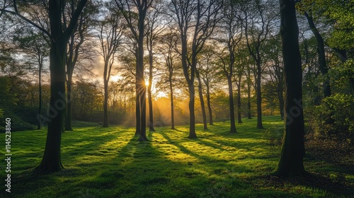 Green forest in the morning