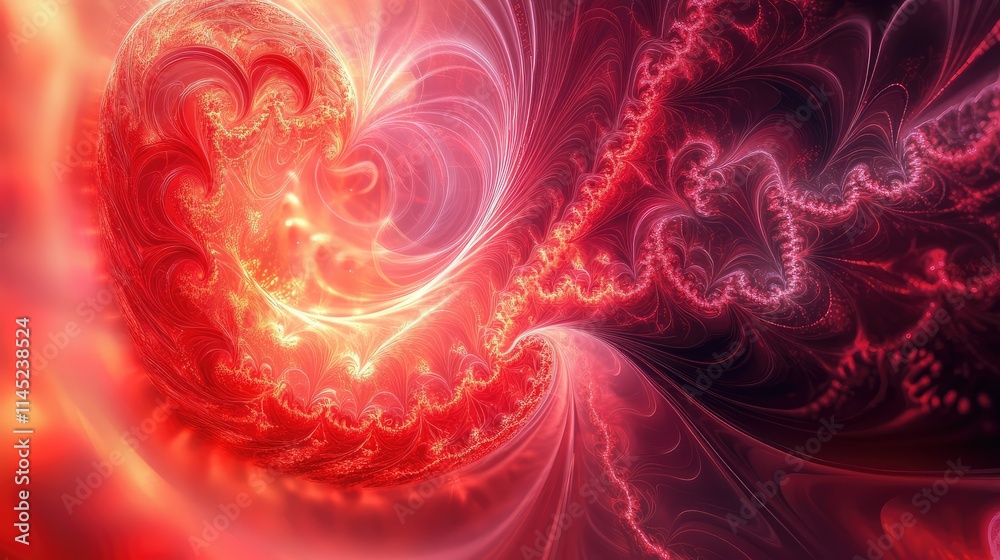 Abstract Heart Shape Design with Swirling Red and Pink Patterns Abstract Heart Shape Design with Swirling Red and Pink Patterns