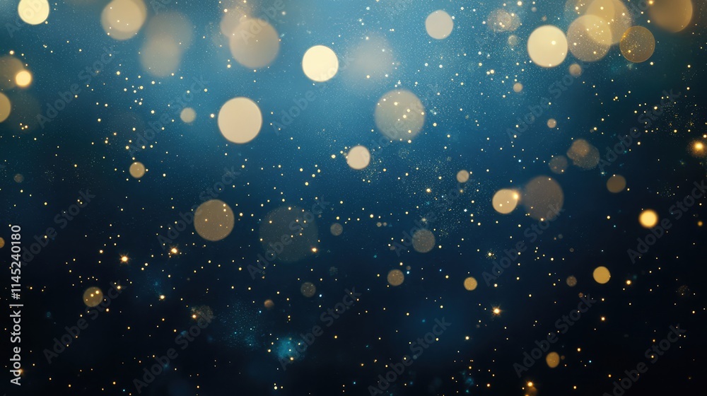 Sparkling Bokeh Effect with Golden Lights on Dark Background Sparkling Bokeh Effect with Golden Lights on Dark Background