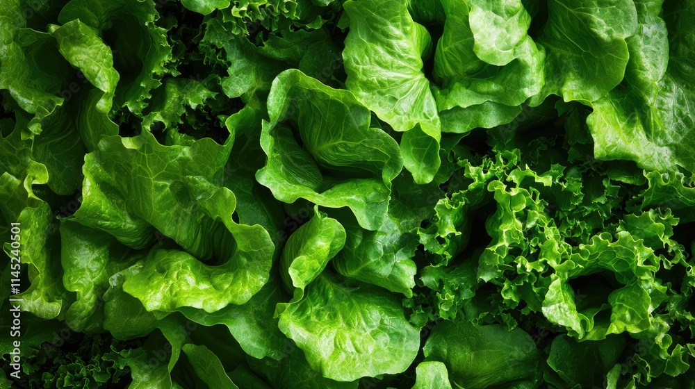 Fresh Green Lettuce Leaves in Vibrant Natural Background Fresh Green Lettuce Leaves in Vibrant Natural Background