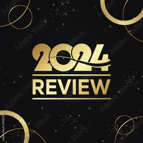 2024 year review isolated on blue background. Creative design.